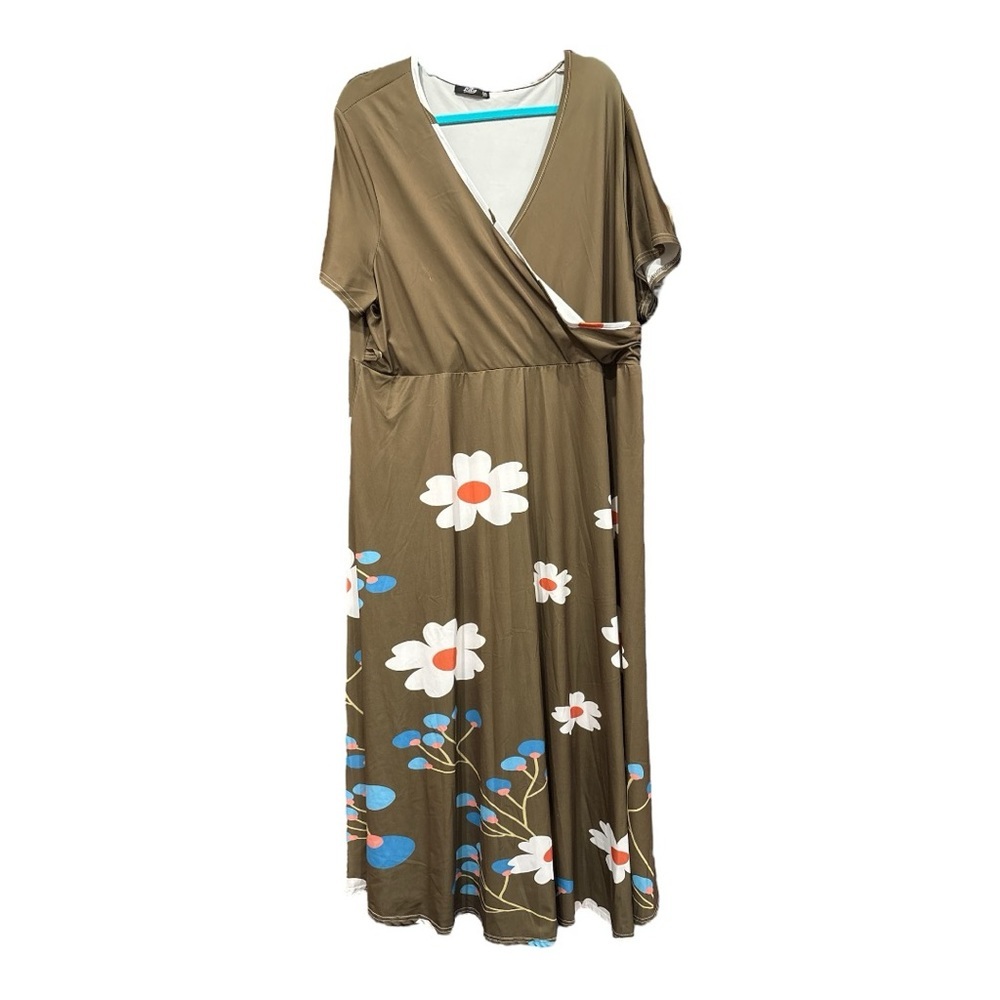 Lily sold by Zulilly maxi dress Olive Green with colorful flowers. Size 4x. VV